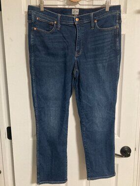 J. Crew Vintage Straight Jeans 9" Mid Rise Ankle Size 33 Medium Wash